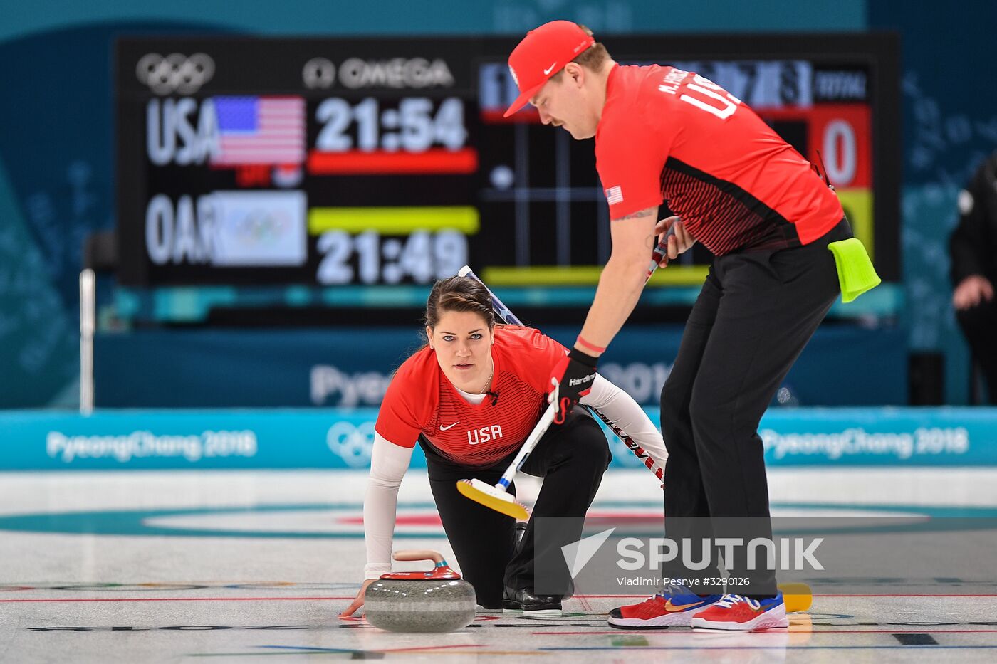 2018 Winter Olympics. Curling. Mixed doubles. US vs. Russia