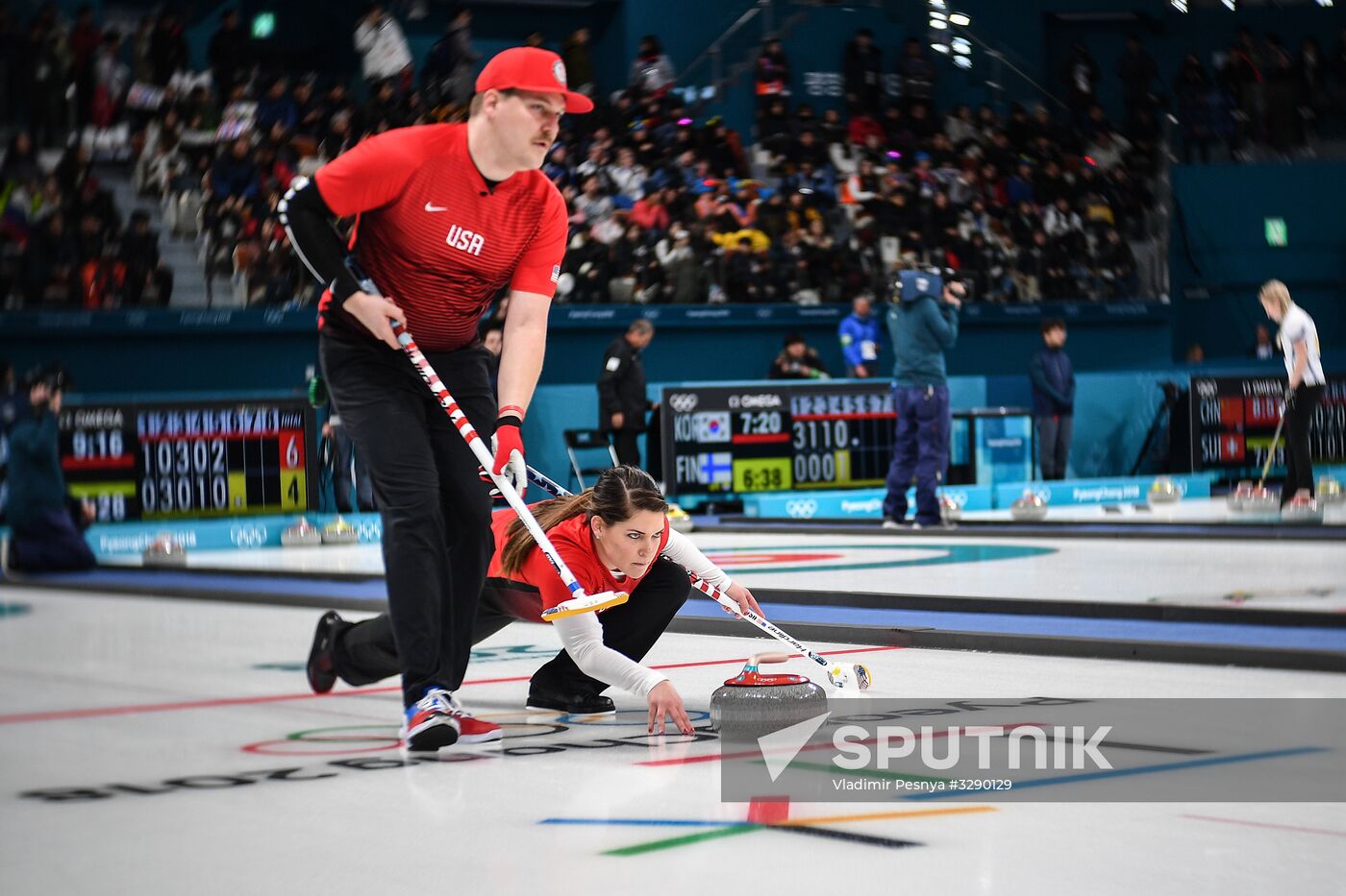 2018 Winter Olympics. Curling. Mixed doubles. US vs. Russia