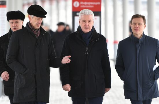 Moscow Mayor Sergei Sobyanin inspects construction site of MCC transit hub