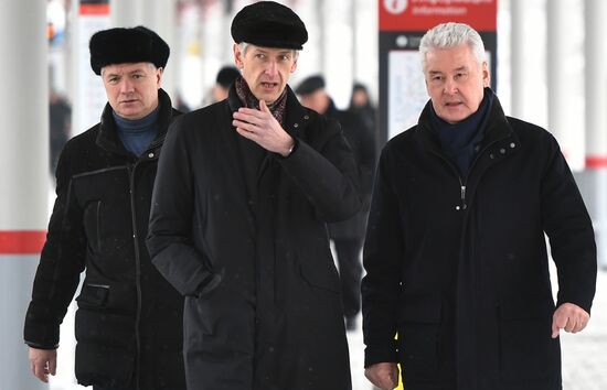 Moscow Mayor Sergei Sobyanin inspects construction site of MCC transit hub