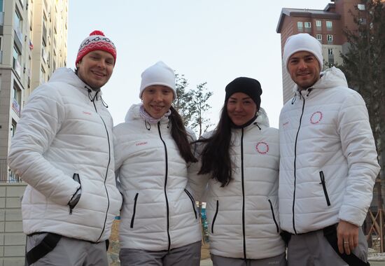 Russian athletes in Olympic Village