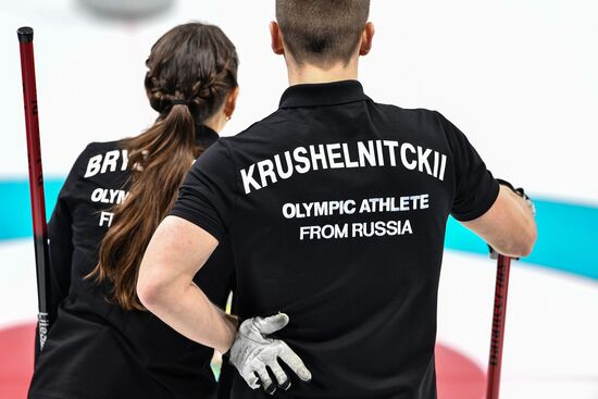 2018 Winter Olympics. Russia vs Norway. Mixed. Curling