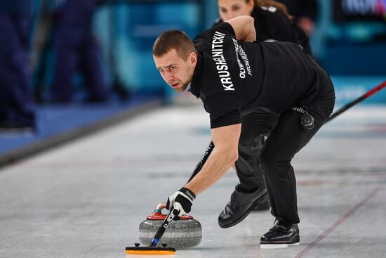 2018 Winter Olympics. Russia vs Norway. Mixed. Curling