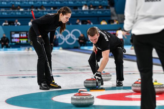 2018 Winter Olympics. Russia vs Norway. Mixed. Curling