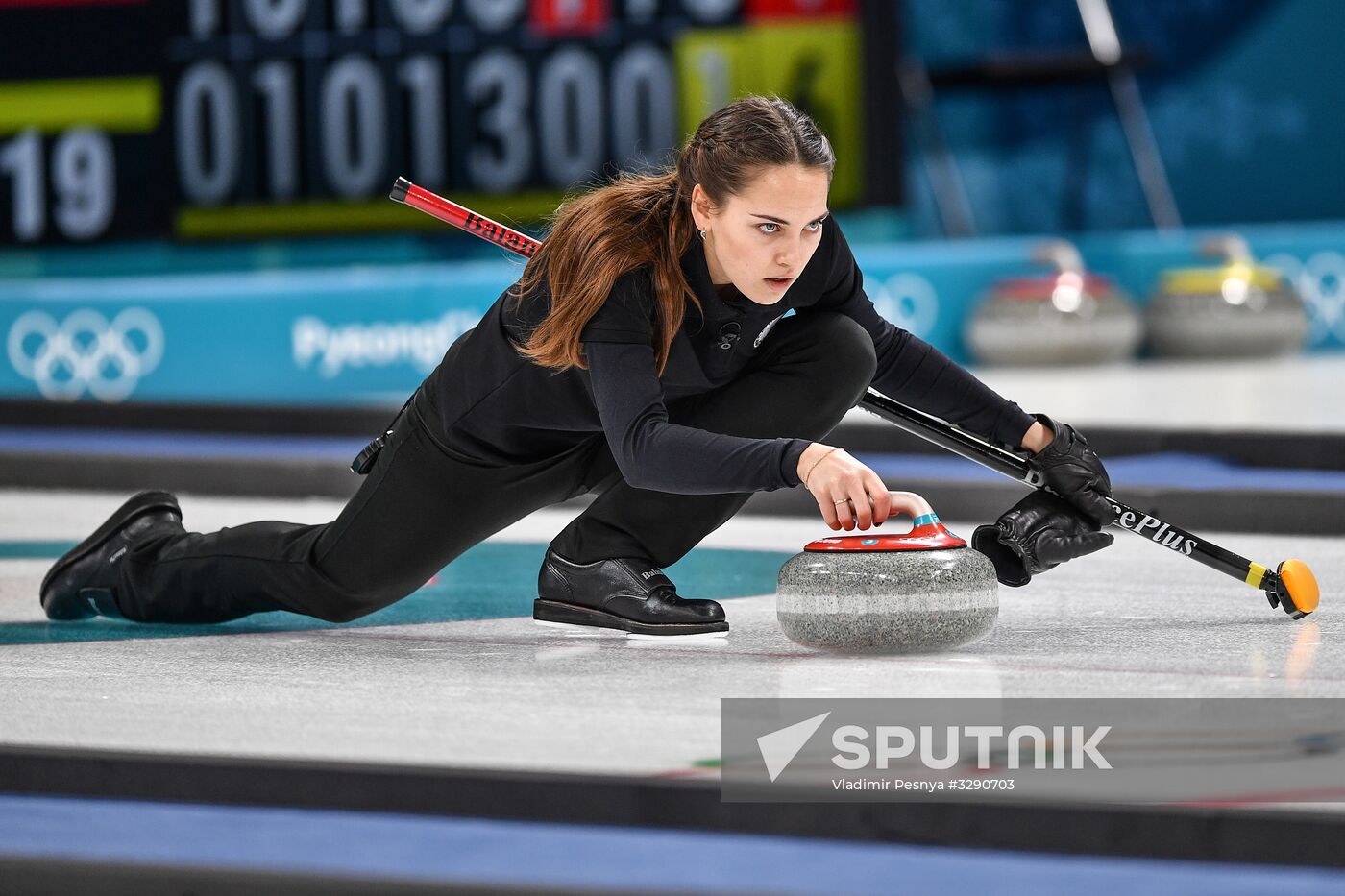 2018 Winter Olympics. Russia vs Norway. Mixed. Curling
