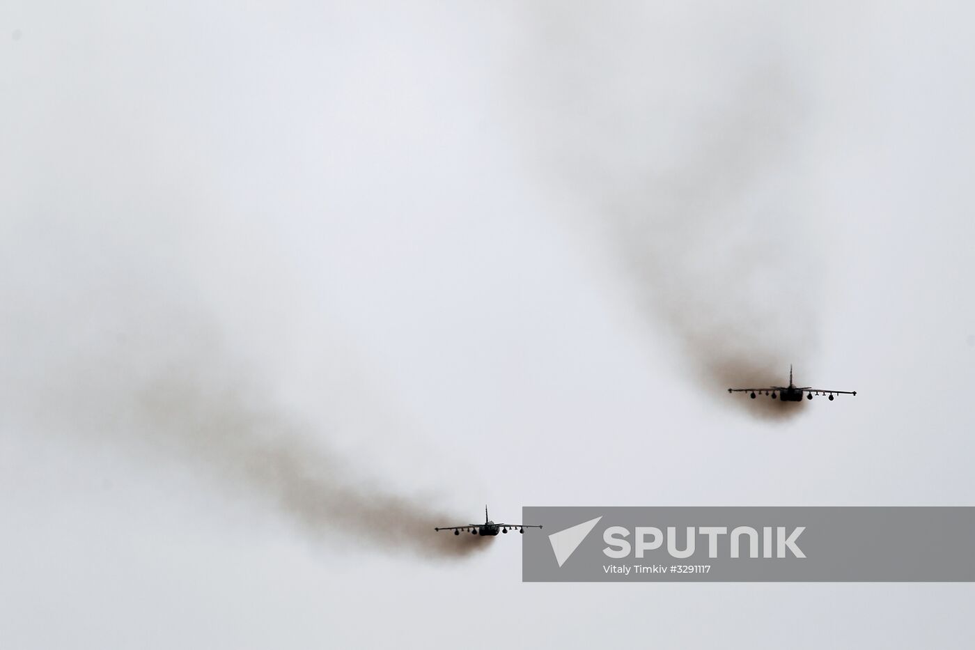 Tactical flight drill of Sukhoi Su-25 assault aircraft in Krasnodar Territory