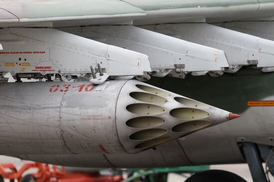 Tactical flight drill of Sukhoi Su-25 assault aircraft in Krasnodar Territory