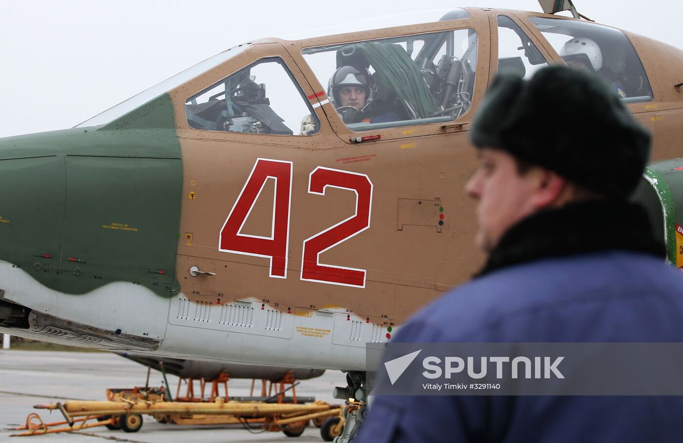 Tactical flight drill of Sukhoi Su-25 assault aircraft in Krasnodar Territory