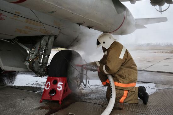 Tactical flight drill of Sukhoi Su-25 assault aircraft in Krasnodar Territory