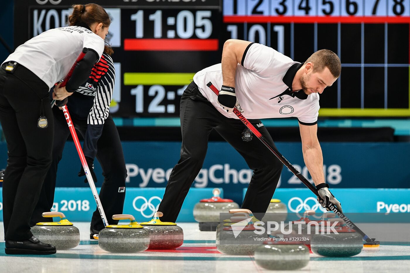 2018 Winter Olympics. Curling. Mixed doubles. Republic of Korea vs. OAR