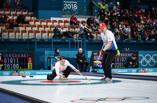 Winter Olympics 2018. Curling. Mixed doubles. Day Three