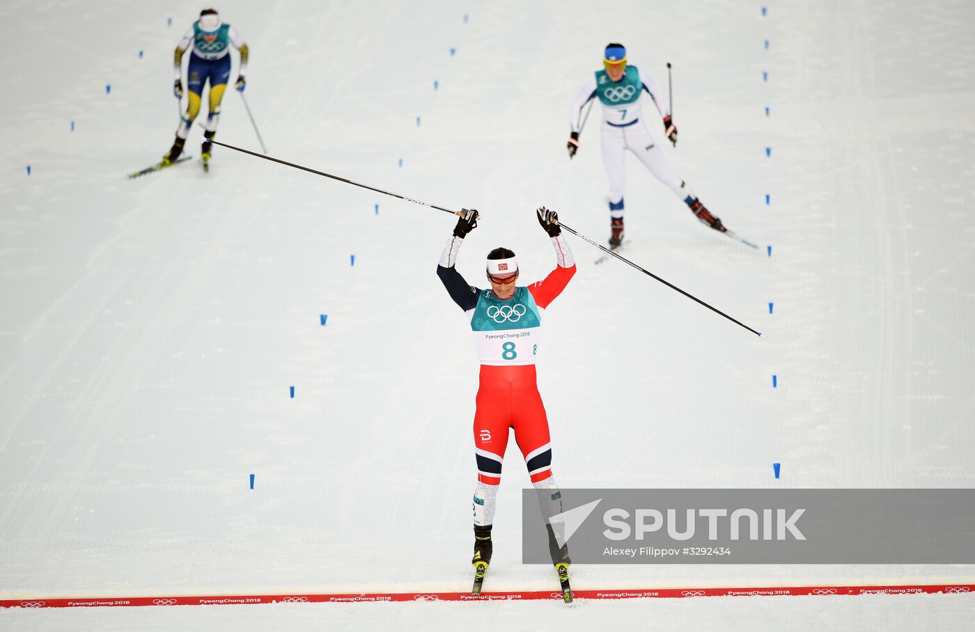 2018 Winter Olympics. Cross-Country Skiing. Women. Skiathlon