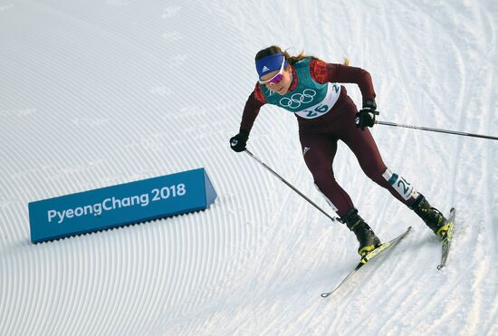 2018 Winter Olympics. Cross-Country Skiing. Women. Skiathlon