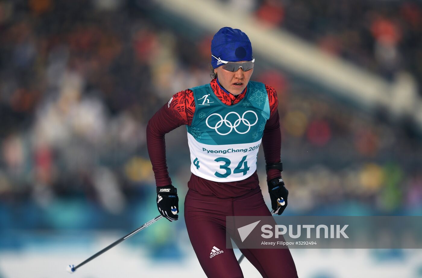2018 Winter Olympics. Cross-Country Skiing. Women. Skiathlon
