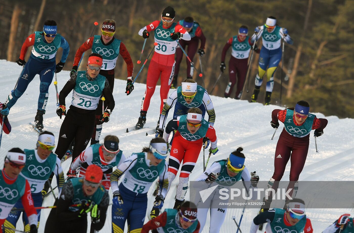 2018 Winter Olympics. Cross-Country Skiing. Women. Skiathlon