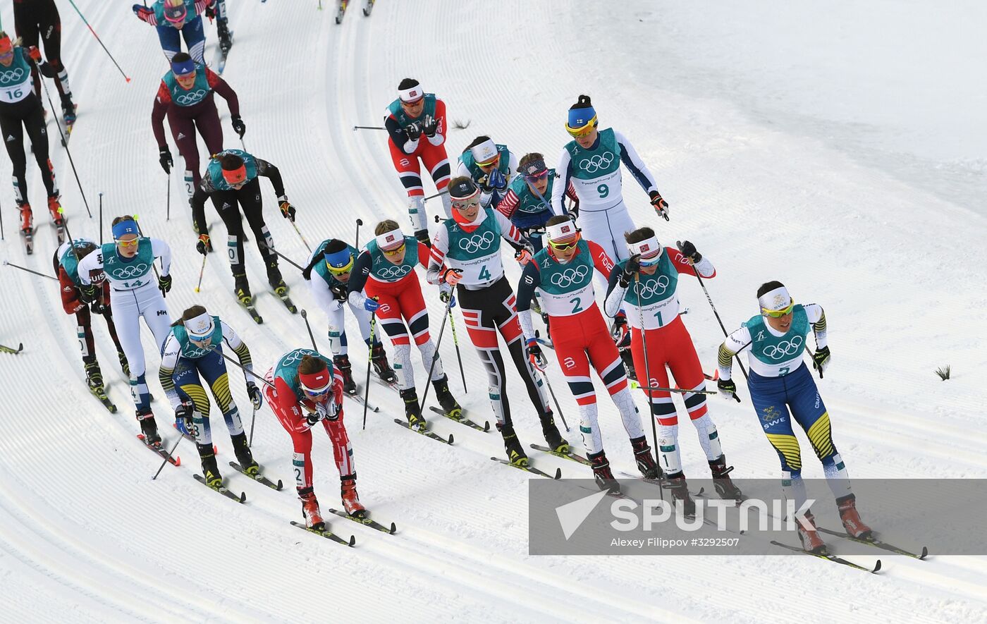 2018 Winter Olympics. Cross-Country Skiing. Women. Skiathlon