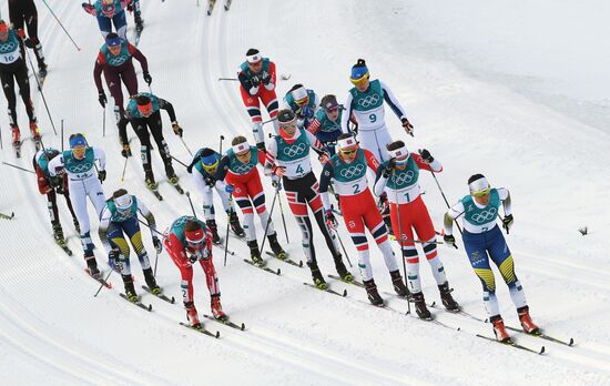 2018 Winter Olympics. Cross-Country Skiing. Women. Skiathlon