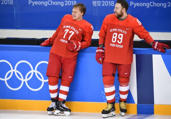 2018 Winter Olympics. Russia's hockey team's group photo session