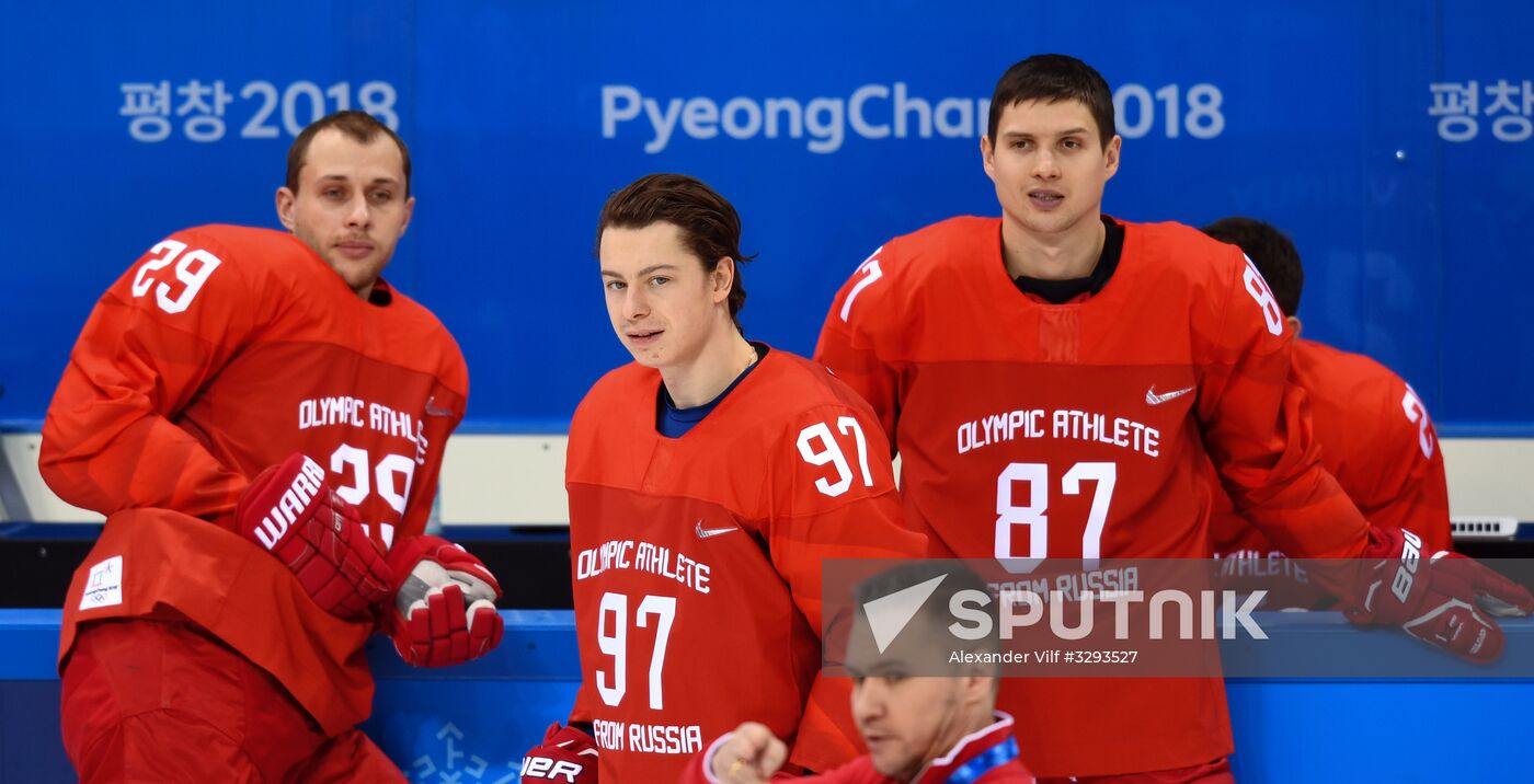 2018 Winter Olympics. Russia's hockey team's group photo session