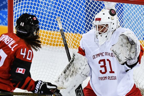 2018 Winter Olympics. Ice hockey. Women. Canada vs. Russia