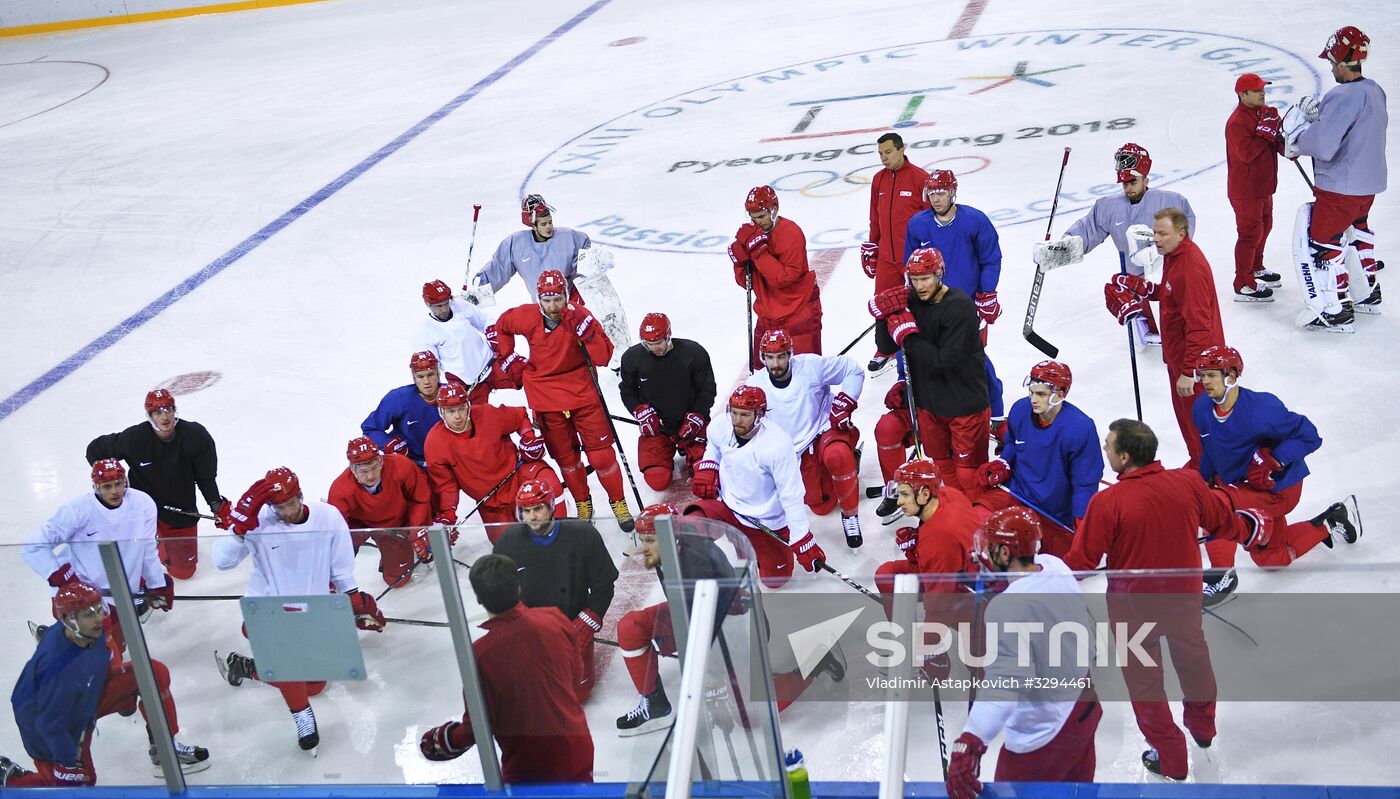 2018 Winter Olympics. Hockey. Russia's team holds training session