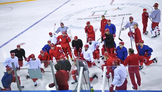 2018 Winter Olympics. Hockey. Russia's team holds training session