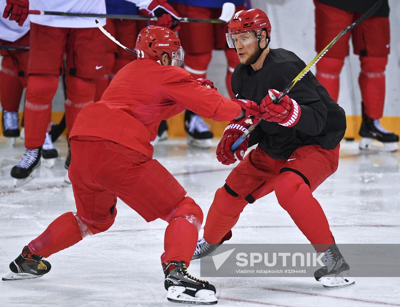 2018 Winter Olympics. Ice Hockey. Olympic Athletes from Russia practice