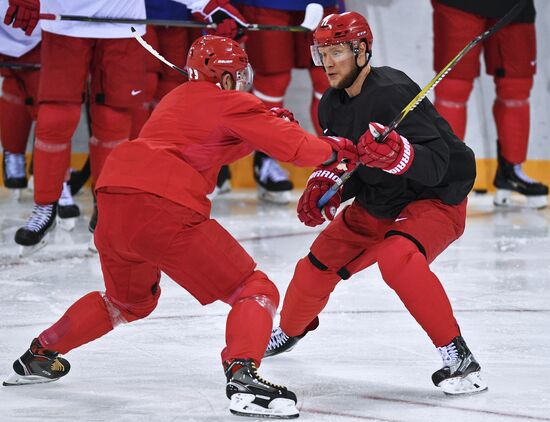 2018 Winter Olympics. Ice Hockey. Olympic Athletes from Russia practice