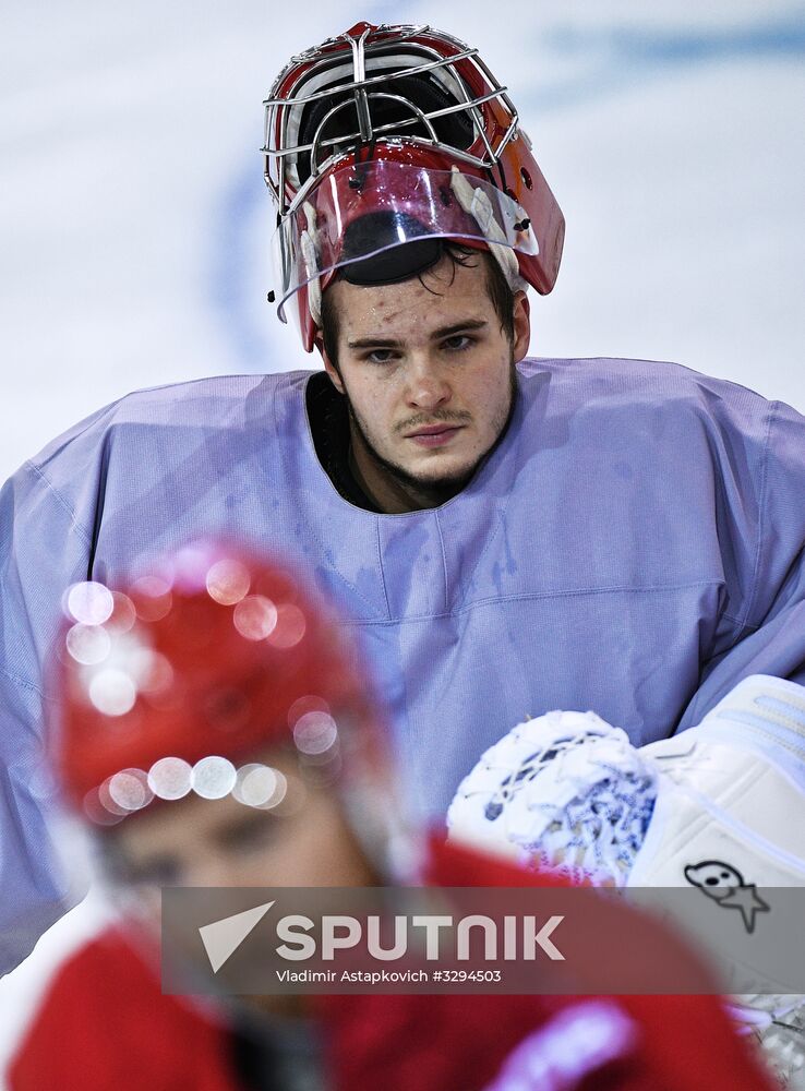 2018 Winter Olympics. Ice Hockey. Olympic Athletes from Russia practice
