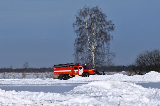 Aftermath of An-148 plane crash in Moscow Region