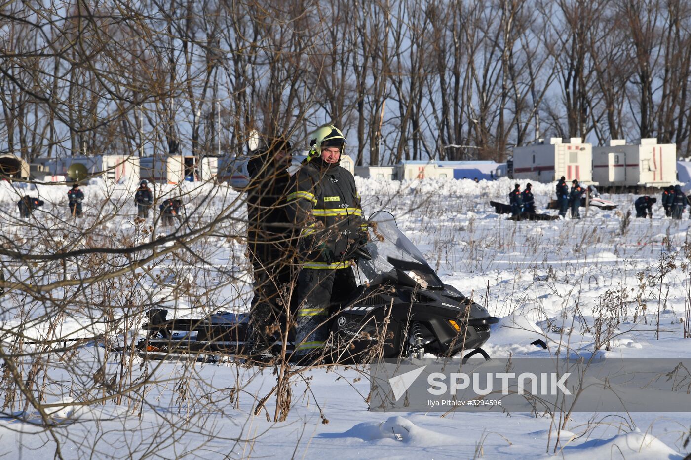 Aftermath of An-148 plane crash in Moscow Region