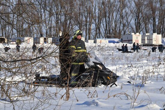Aftermath of An-148 plane crash in Moscow Region