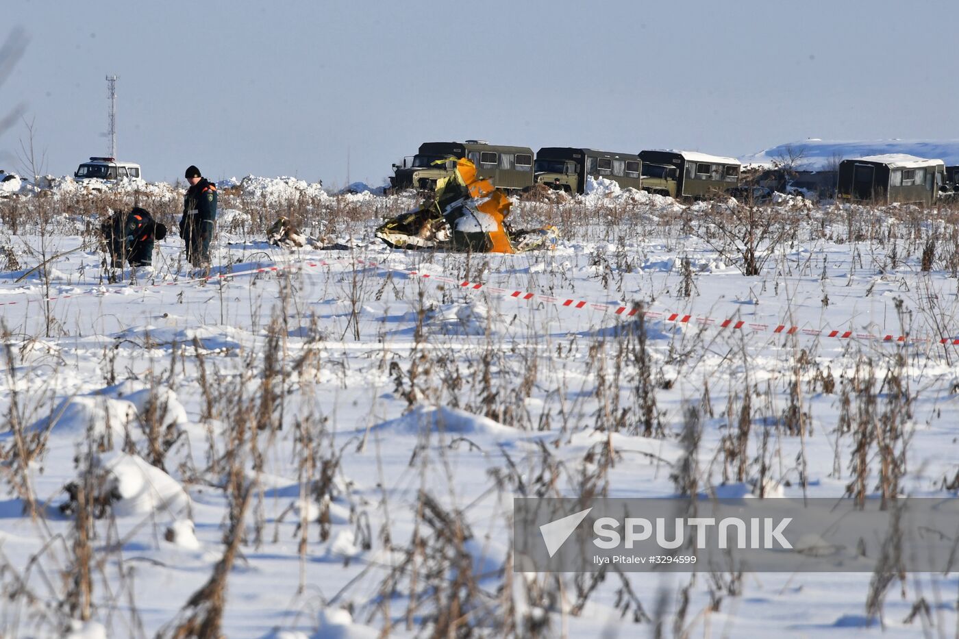 Aftermath of An-148 plane crash in Moscow Region
