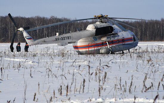 Aftermath of An-148 plane crash in Moscow Region