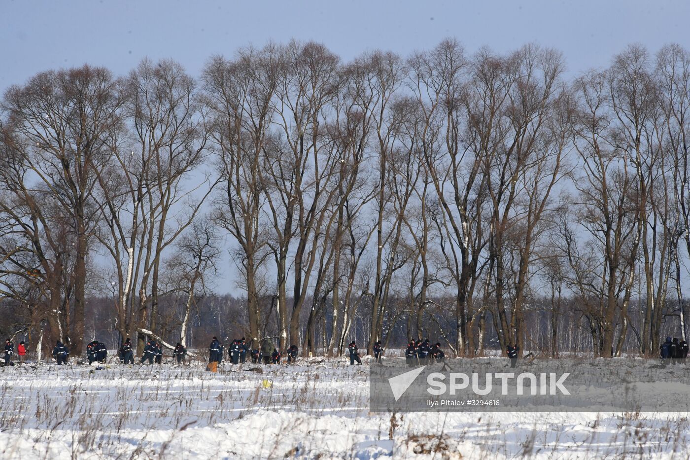 Aftermath of An-148 plane crash in Moscow Region