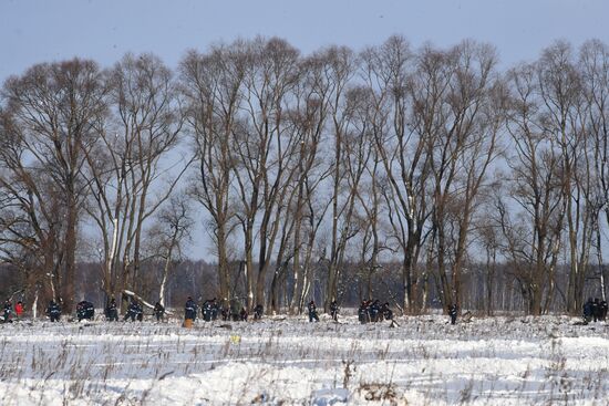 Aftermath of An-148 plane crash in Moscow Region