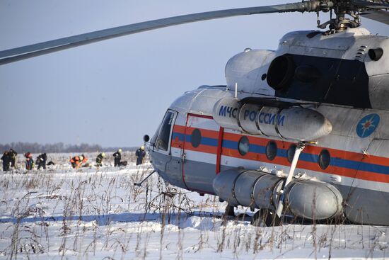 Aftermath of An-148 plane crash in Moscow Region