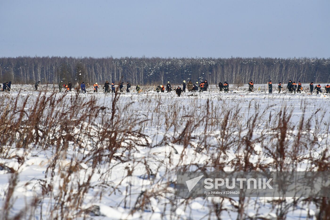 Aftermath of An-148 plane crash in Moscow Region