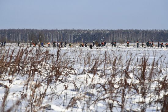 Aftermath of An-148 plane crash in Moscow Region