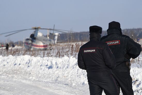 Aftermath of An-148 plane crash in Moscow Region