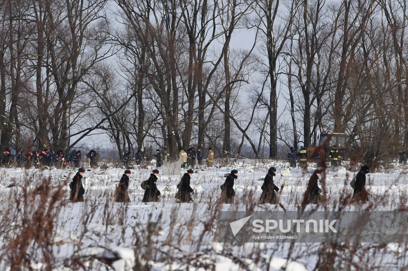 Aftermath of An-148 plane crash in Moscow Region