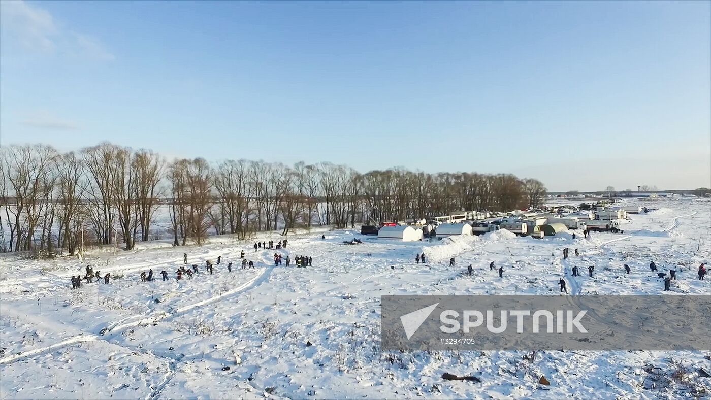 Aftermath of An-148 plane crash in Moscow Region