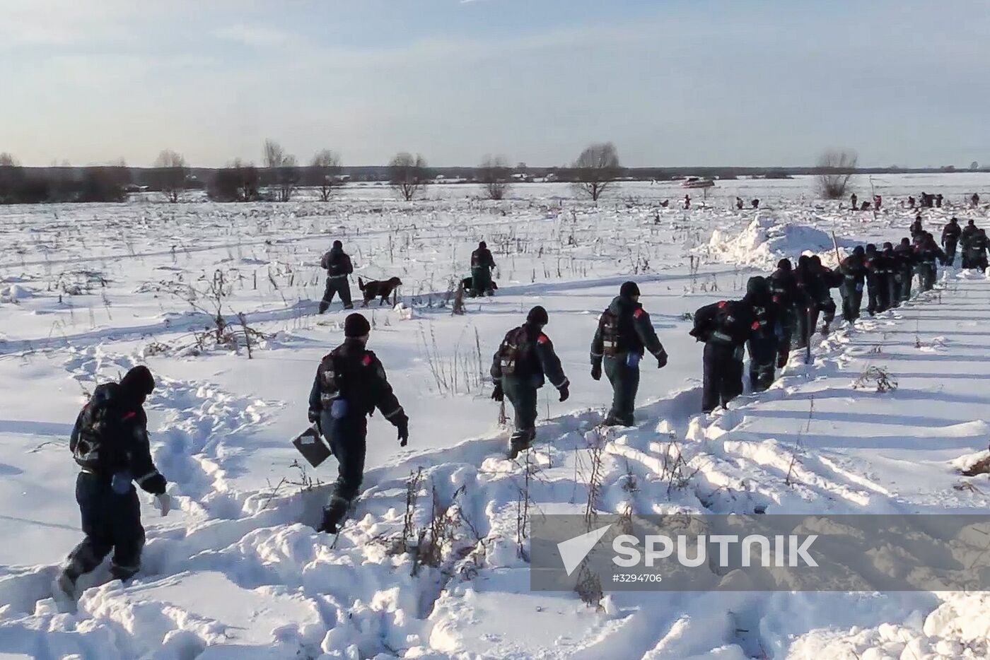 Aftermath of An-148 plane crash in Moscow Region