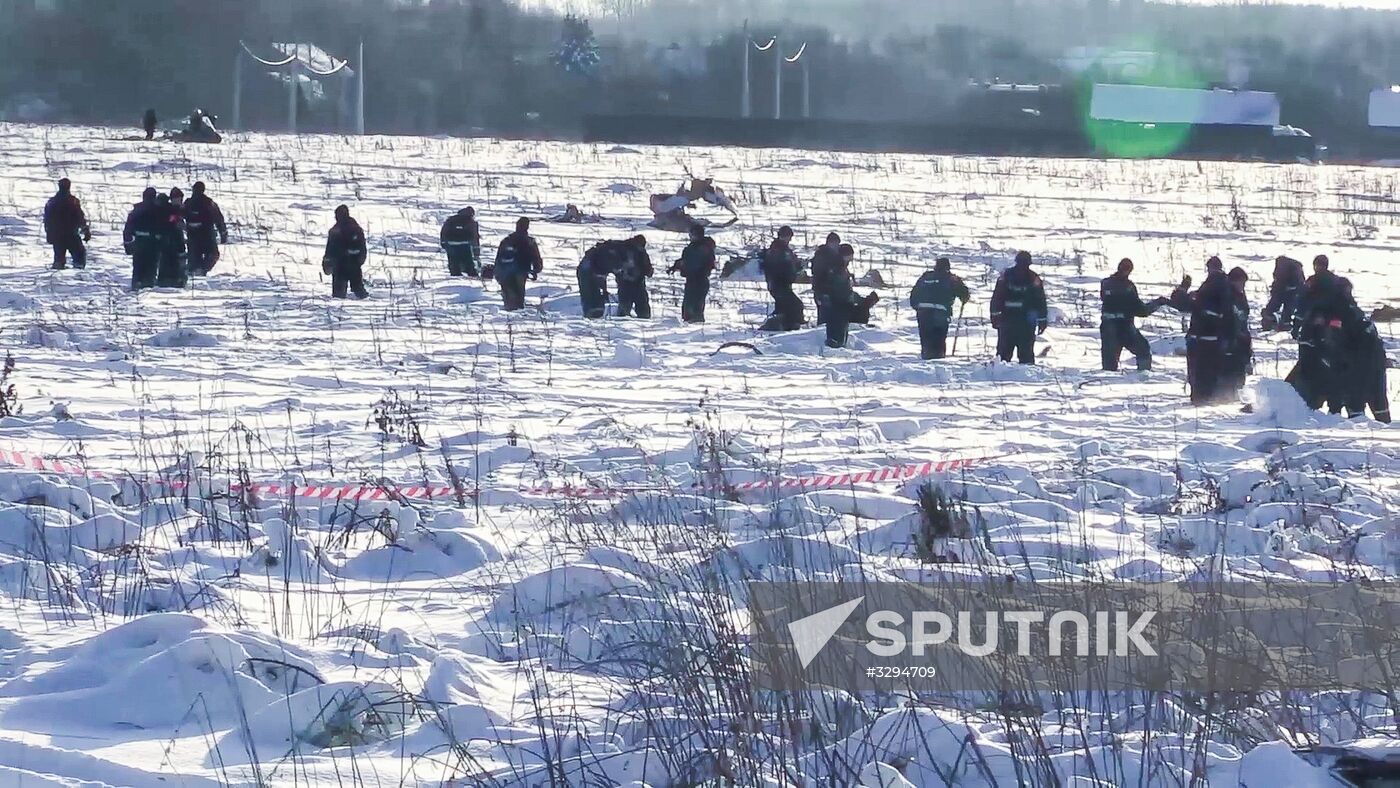 Aftermath of An-148 plane crash in Moscow Region