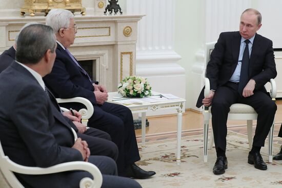 President Vladimir Putin meets with Palestinian President Mahmoud Abbas