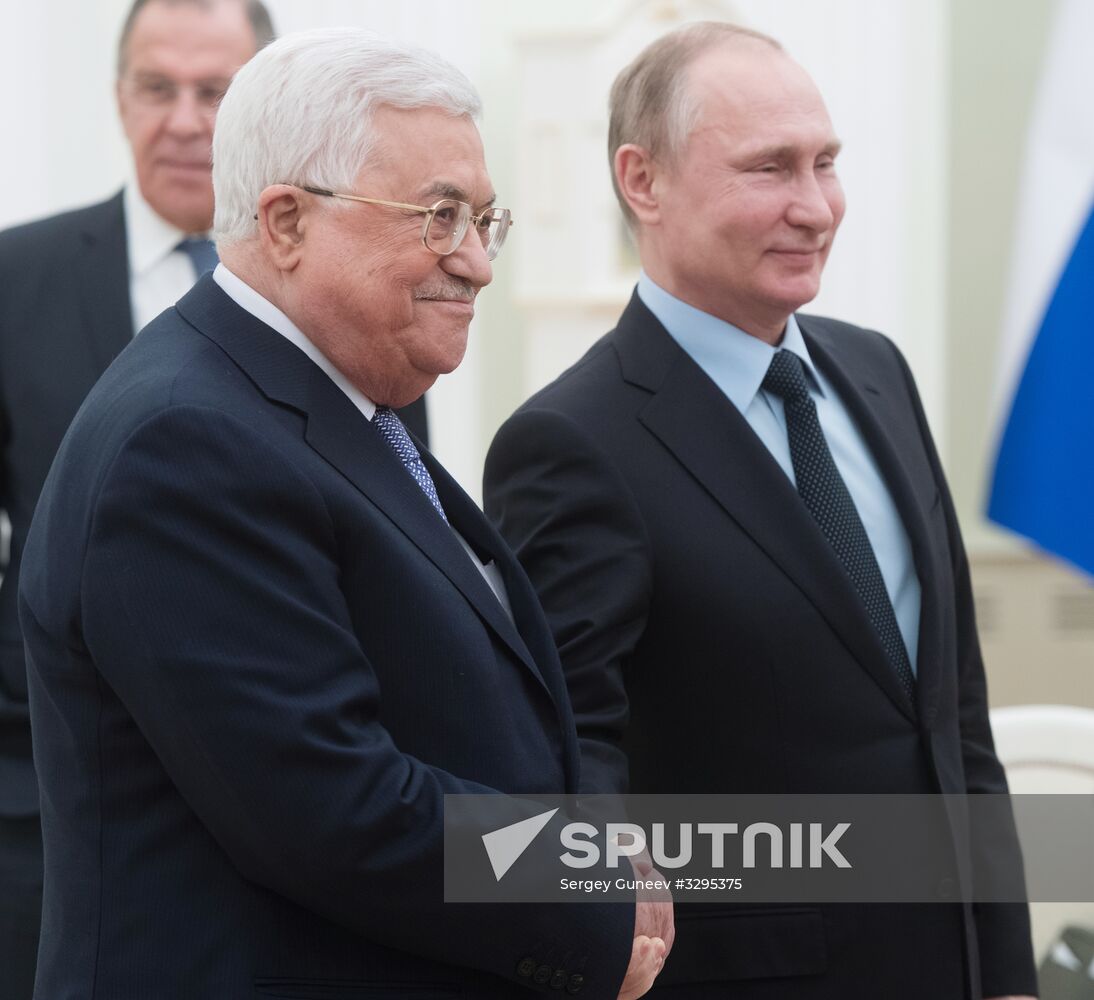 President Vladimir Putin meets with Palestinian President Mahmoud Abbas