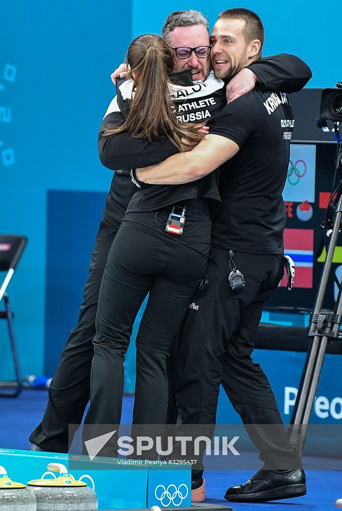 2018 Winter Olympics. Curling. Mixed doubles. Bronze medal match