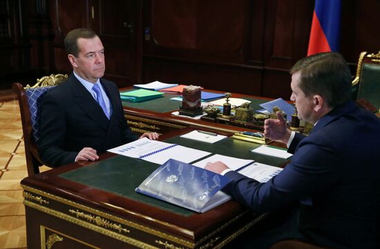 Russian PM Dmitry Medvedev meets with Federal Agency for Fisheries Chief Ilya Shestakov