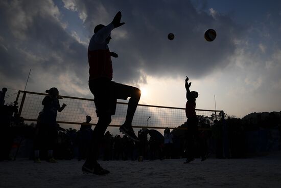 2018 Winter Olympics. Snow volleyball at Austria House