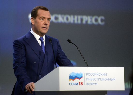 Russian Prime Minister Dmitry Medvedev attends Sochi 2018 Russian Investment Forum